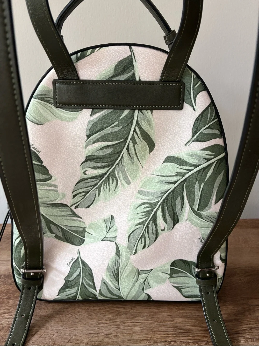 Coach Jordyn Backpack Banana Leaf Print,  Green / Chalk / Silver, 3962